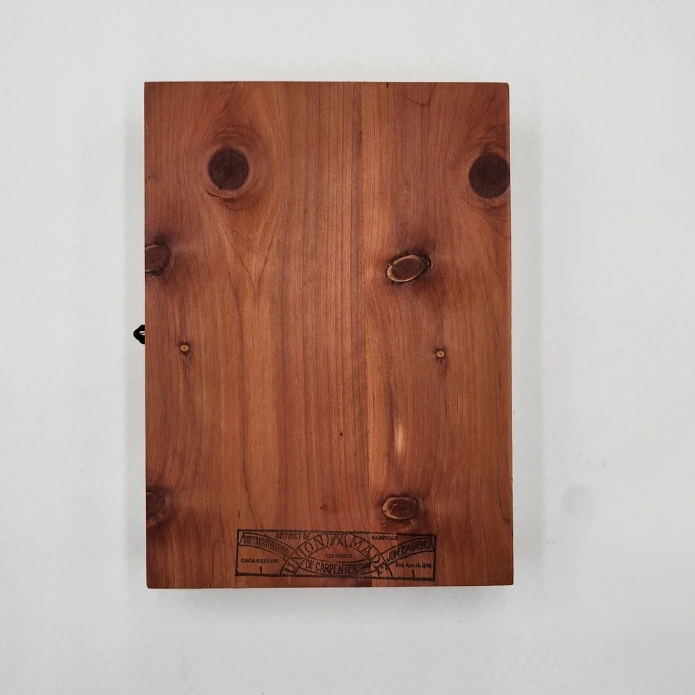 Vintage Memorial Holy Bible Cedar Box Allied‎ Industrial Workers Union Local 428